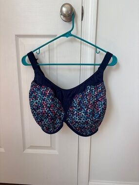 Full-Coverage Navy Multicolor Patterned Bra - Women Intimates 34L